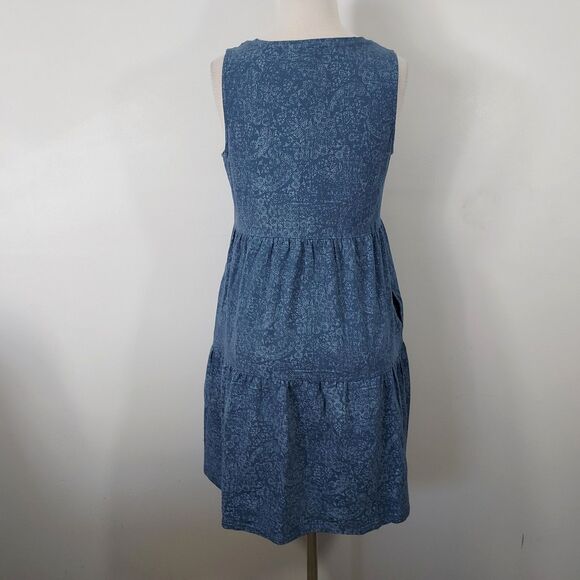 Frye Tiered Dress FADED BANDANA BLUE Size Medium Sleeveless Coastal Beachy NWT - Picture 8 of 16